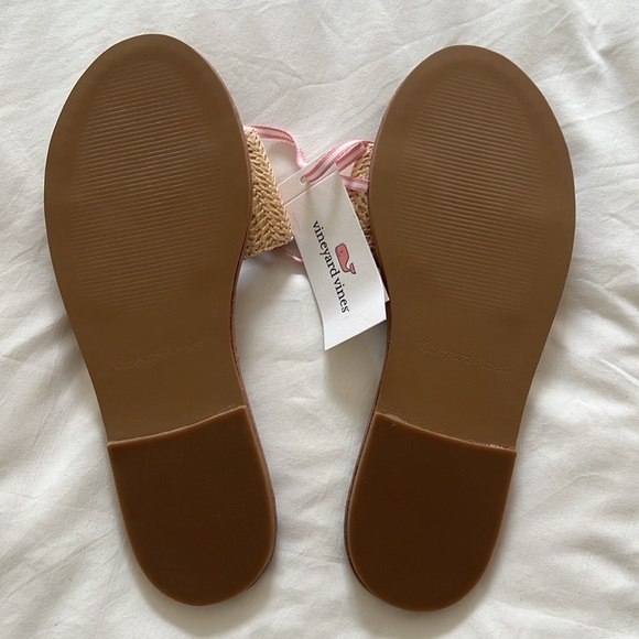 NWT Vineyard Vines Raffia Woven Jute Leather Slide Sandals - Picture 4 of 5